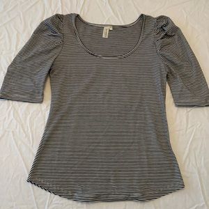 Hayden size small striped puff sleeve top